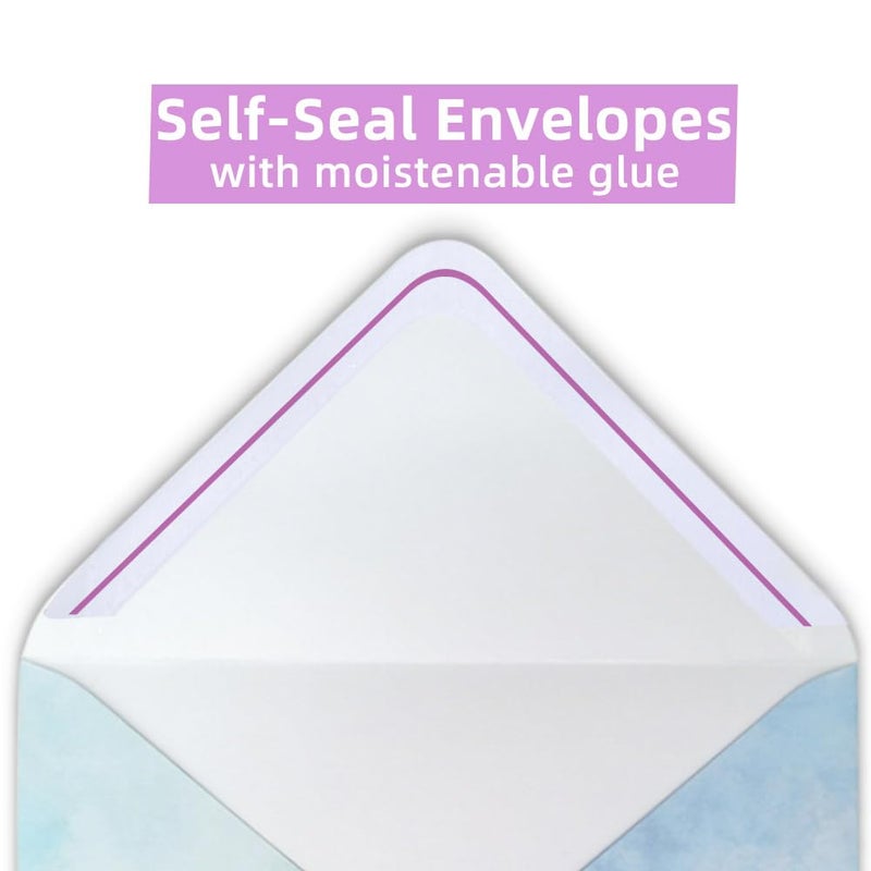 TEETOOKEA 72 Pieces Stationery Set with Envelopes (48 Lined Watercolor Sheets + 24 Matching Envelopes)  8 Unique Designs  5.5 x 8.25 inch Double Sided Printing stationery paper for Letter Writing - Image 3